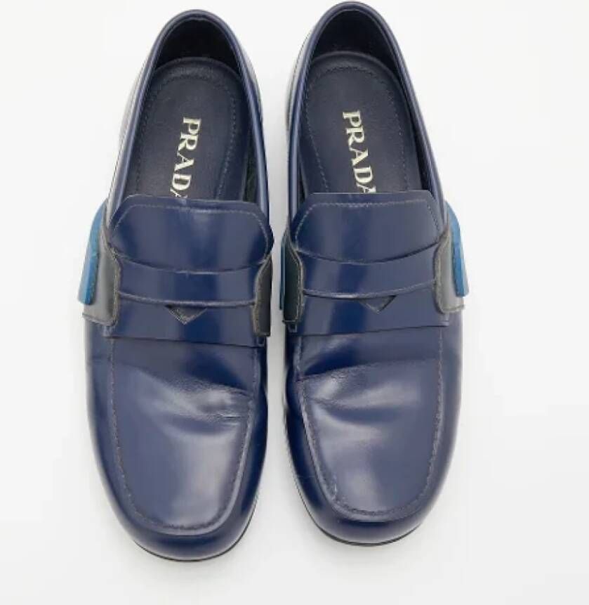 Prada Vintage Pre-owned Leather flats Blue Dames