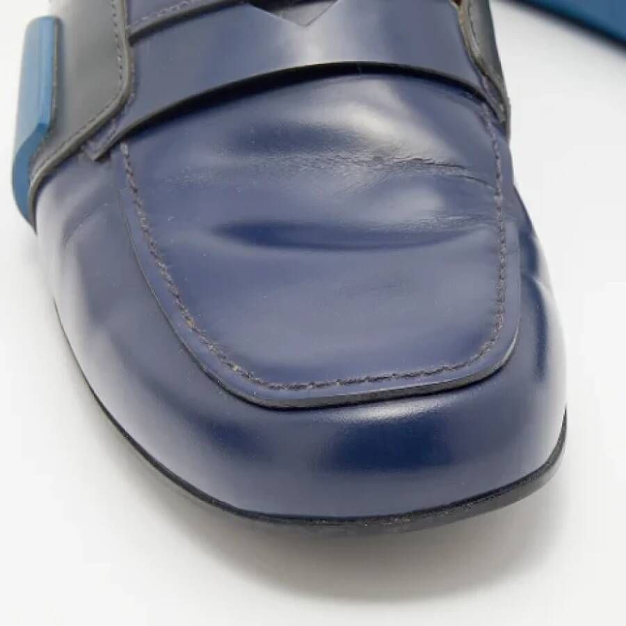 Prada Vintage Pre-owned Leather flats Blue Dames