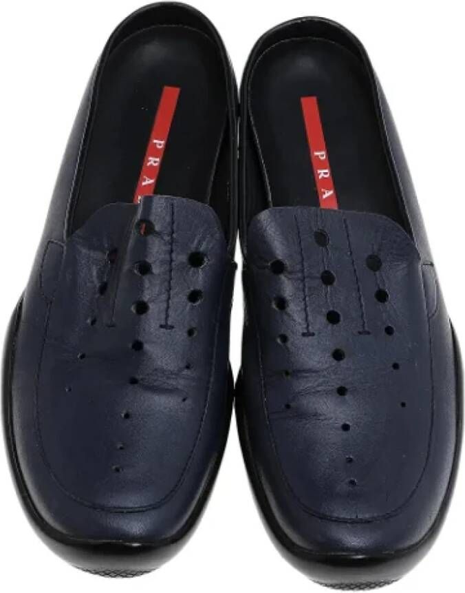 Prada Vintage Pre-owned Leather flats Blue Dames