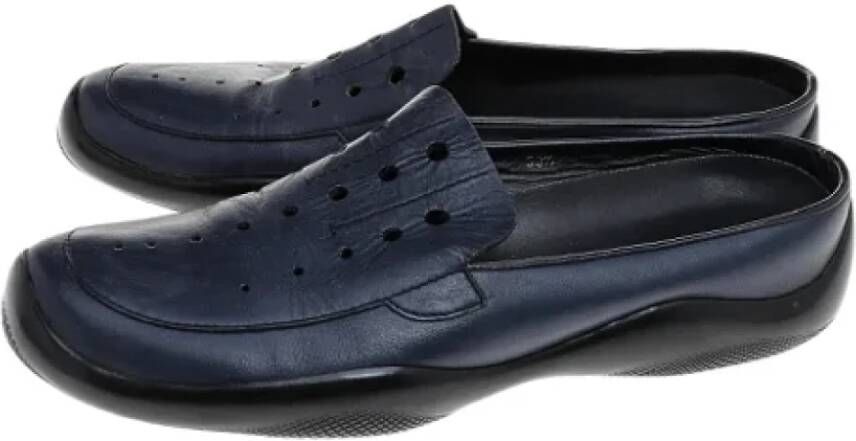 Prada Vintage Pre-owned Leather flats Blue Dames