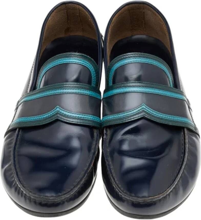 Prada Vintage Pre-owned Leather flats Blue Dames