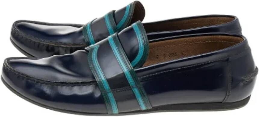 Prada Vintage Pre-owned Leather flats Blue Dames