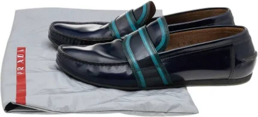 Prada Vintage Pre-owned Leather flats Blue Dames