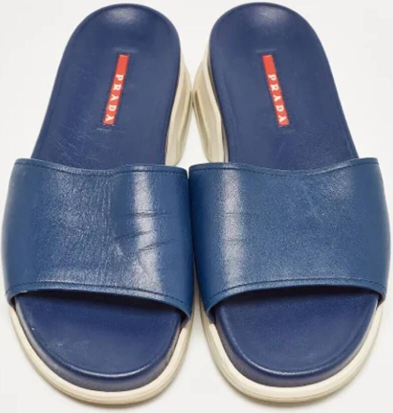 Prada Vintage Pre-owned Leather flats Blue Dames