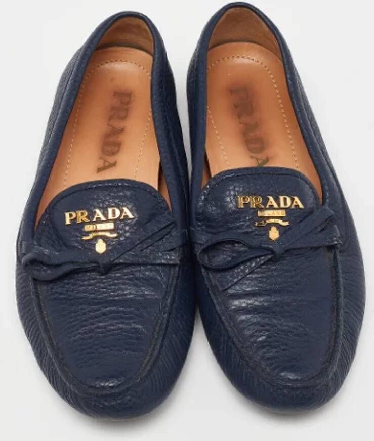 Prada Vintage Pre-owned Leather flats Blue Dames