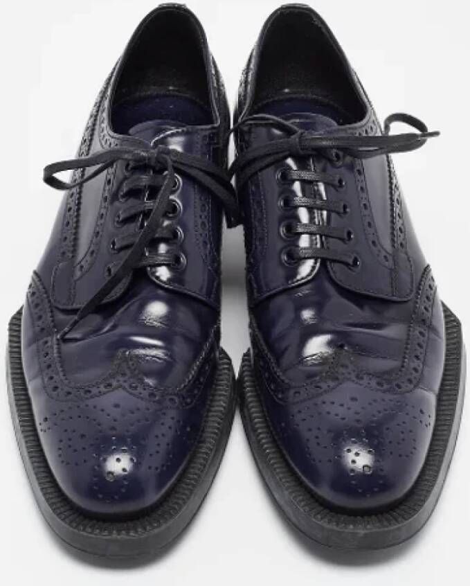Prada Vintage Pre-owned Leather flats Blue Dames