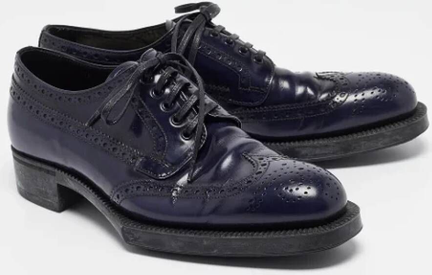 Prada Vintage Pre-owned Leather flats Blue Dames