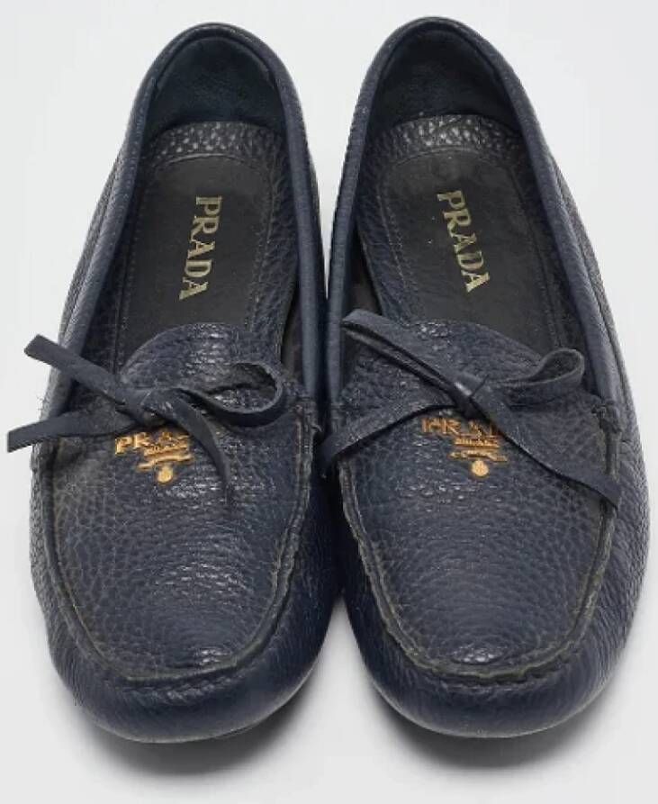 Prada Vintage Pre-owned Leather flats Blue Dames