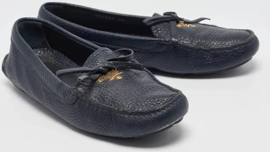Prada Vintage Pre-owned Leather flats Blue Dames