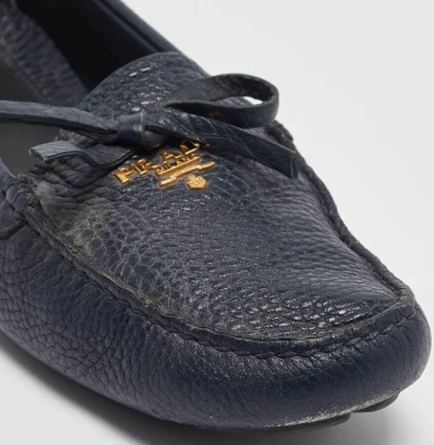 Prada Vintage Pre-owned Leather flats Blue Dames