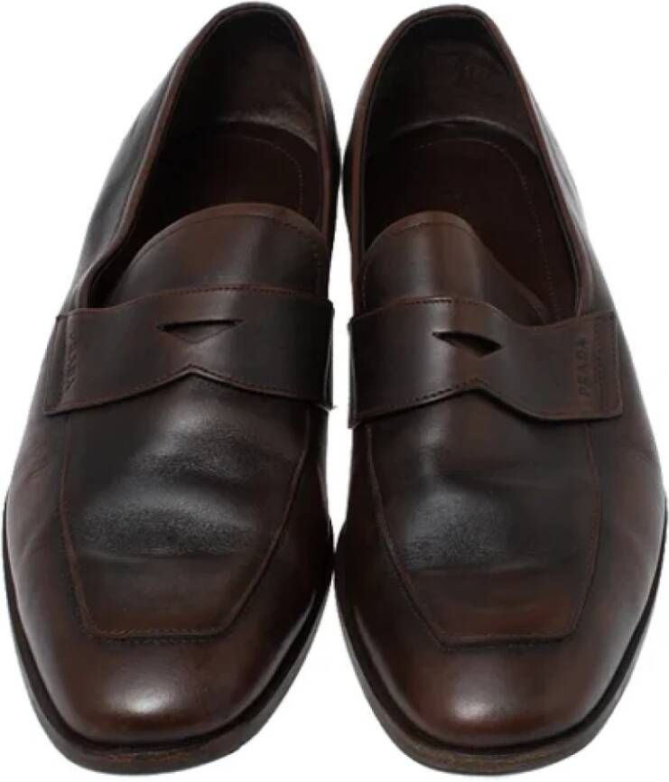 Prada Vintage Pre-owned Leather flats Brown Dames