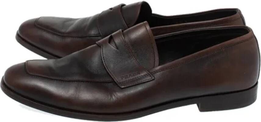 Prada Vintage Pre-owned Leather flats Brown Dames