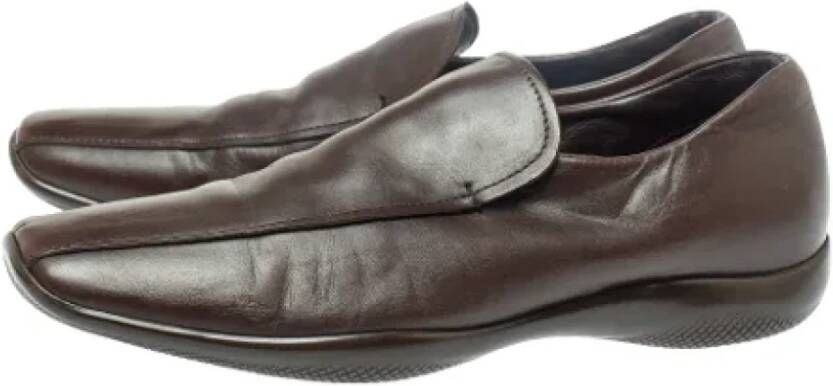 Prada Vintage Pre-owned Leather flats Brown Dames