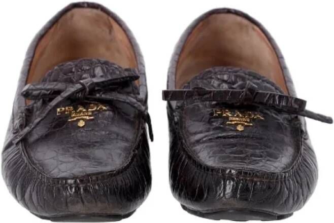 Prada Vintage Pre-owned Leather flats Brown Dames