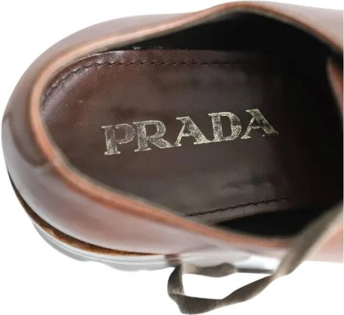 Prada Vintage Pre-owned Leather flats Brown Heren