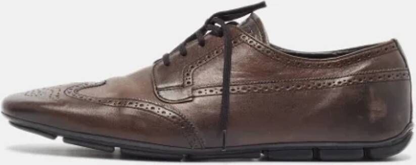 Prada Vintage Pre-owned Leather flats Brown Heren