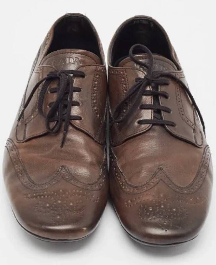 Prada Vintage Pre-owned Leather flats Brown Heren