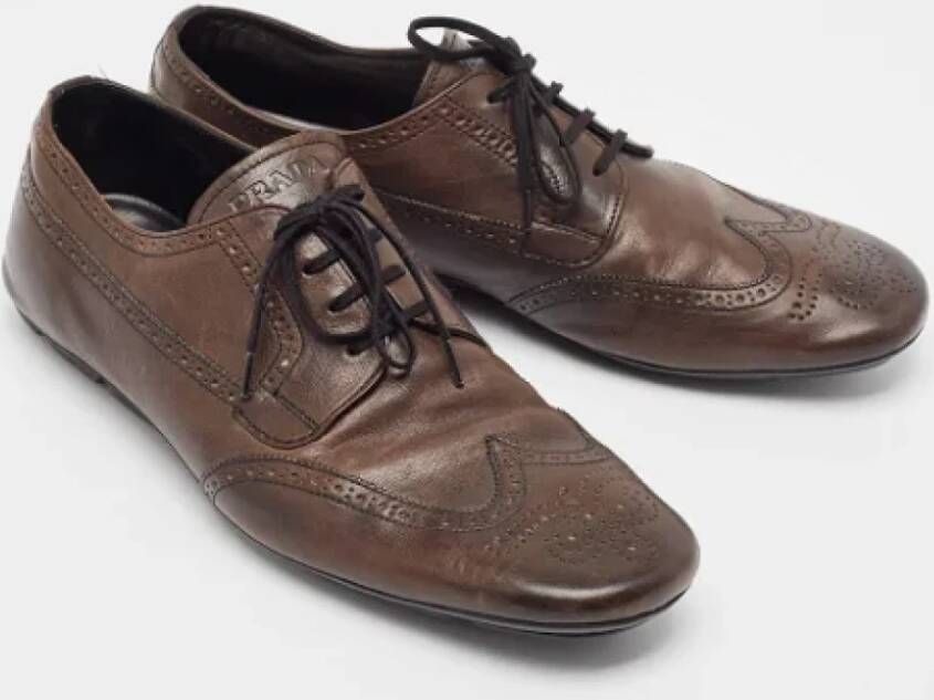 Prada Vintage Pre-owned Leather flats Brown Heren
