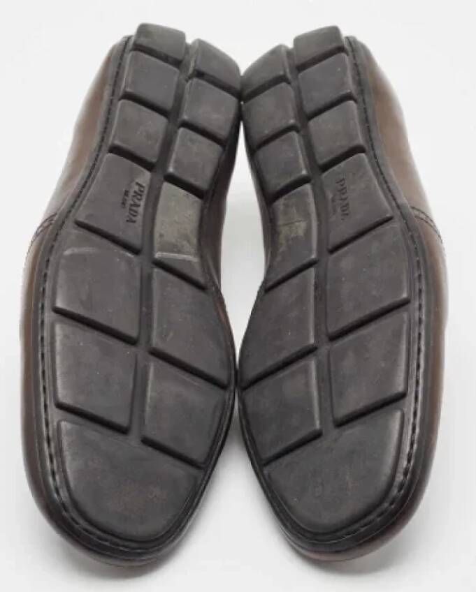 Prada Vintage Pre-owned Leather flats Brown Heren