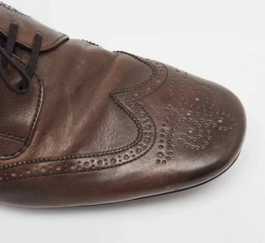 Prada Vintage Pre-owned Leather flats Brown Heren