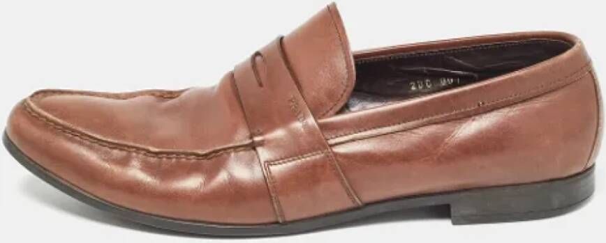 Prada Vintage Pre-owned Leather flats Brown Heren