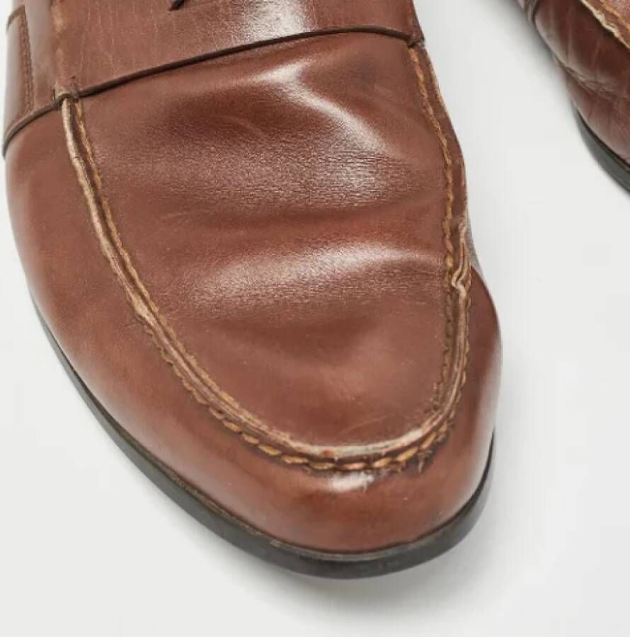 Prada Vintage Pre-owned Leather flats Brown Heren
