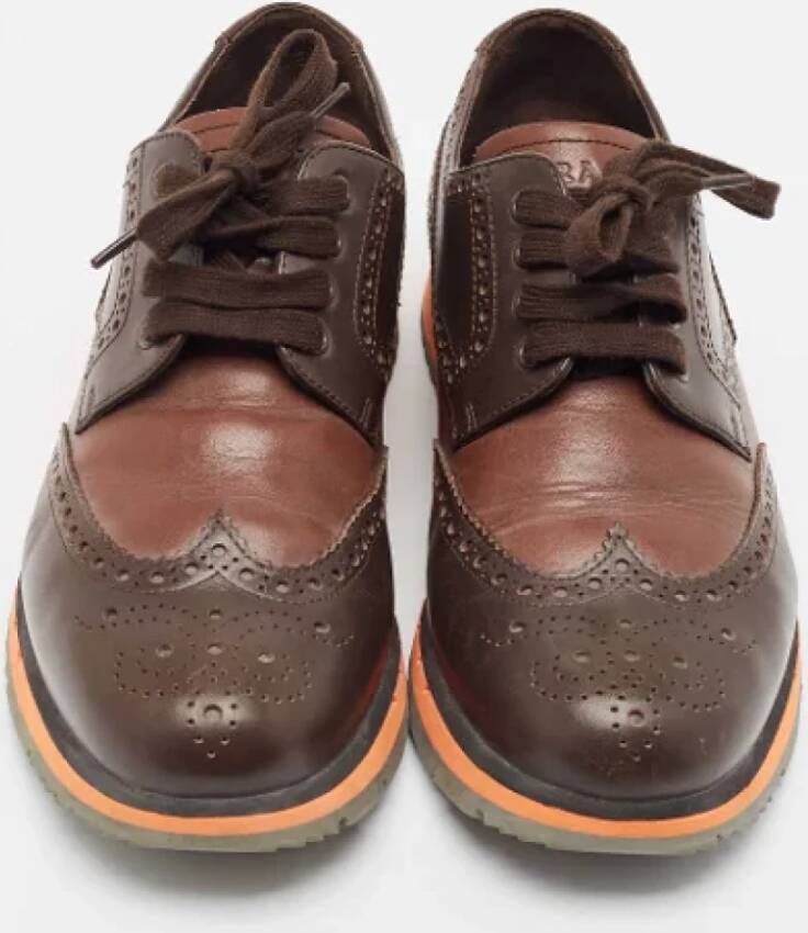 Prada Vintage Pre-owned Leather flats Brown Heren