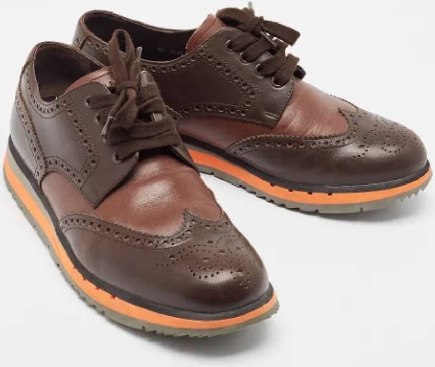 Prada Vintage Pre-owned Leather flats Brown Heren