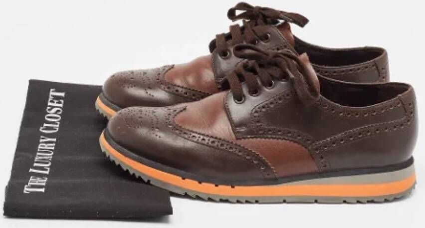 Prada Vintage Pre-owned Leather flats Brown Heren