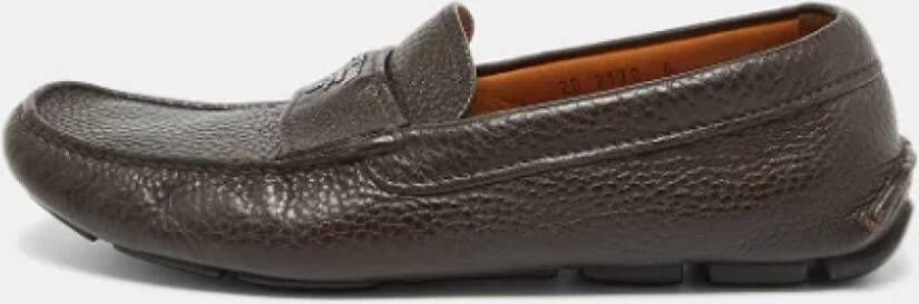 Prada Vintage Pre-owned Leather flats Brown Heren