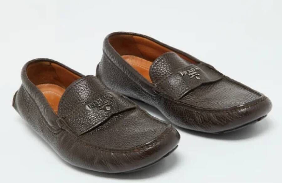 Prada Vintage Pre-owned Leather flats Brown Heren