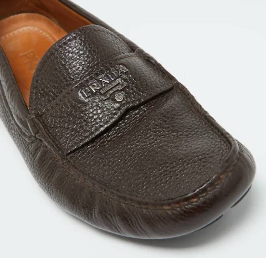 Prada Vintage Pre-owned Leather flats Brown Heren