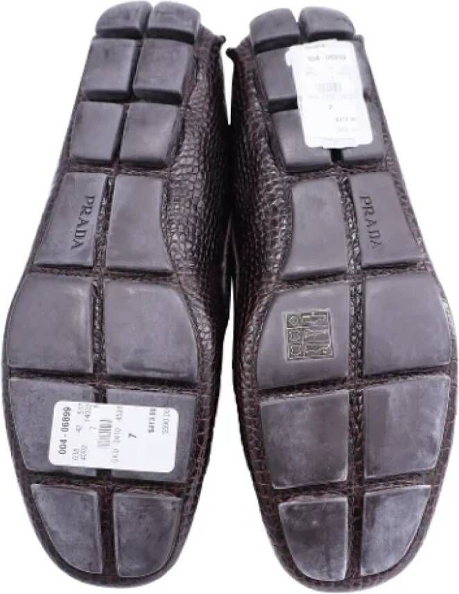 Prada Vintage Pre-owned Leather flats Brown Heren
