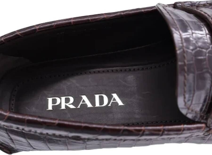 Prada Vintage Pre-owned Leather flats Brown Heren