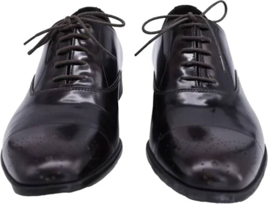 Prada Vintage Pre-owned Leather flats Brown Heren