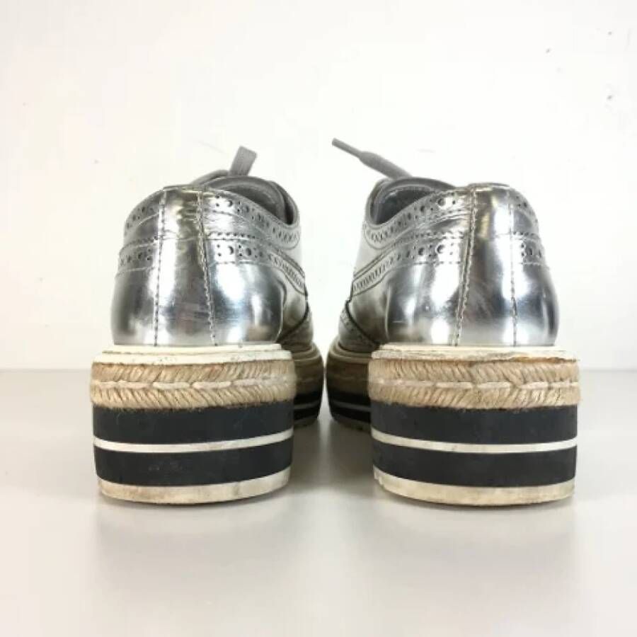 Prada Vintage Pre-owned Leather flats Gray Dames