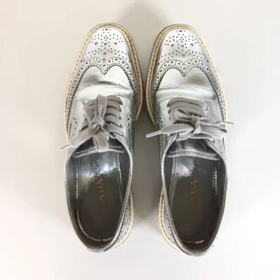 Prada Vintage Pre-owned Leather flats Gray Dames