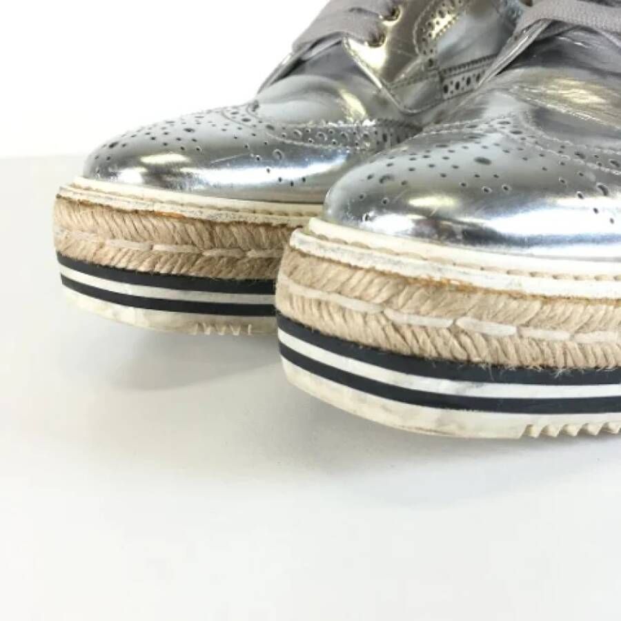 Prada Vintage Pre-owned Leather flats Gray Dames
