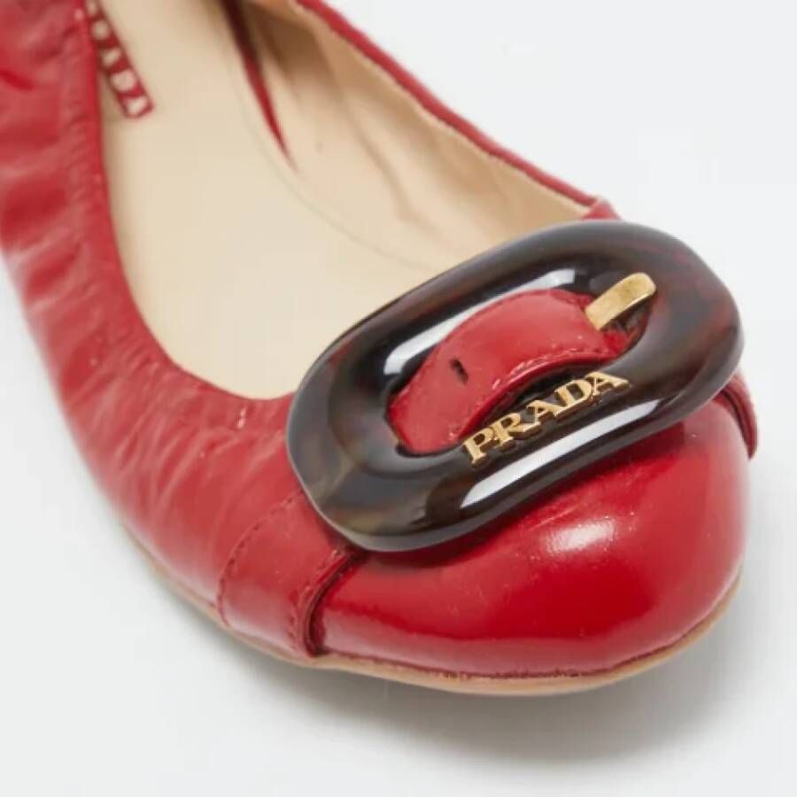 Prada Vintage Pre-owned Leather flats Red Dames