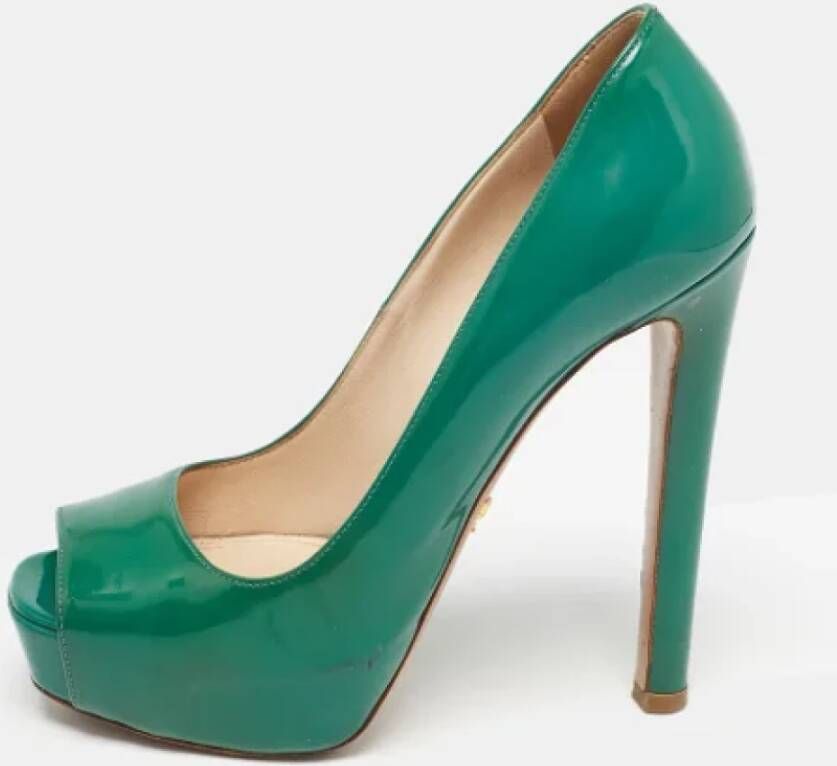 Prada Vintage Pre-owned Leather heels Green Dames