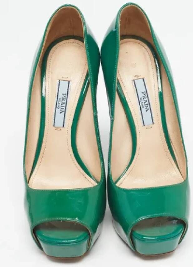 Prada Vintage Pre-owned Leather heels Green Dames