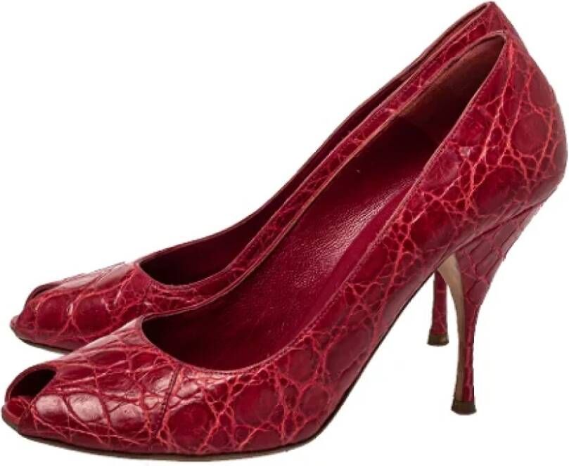 Prada Vintage Pre-owned Leather heels Red Dames