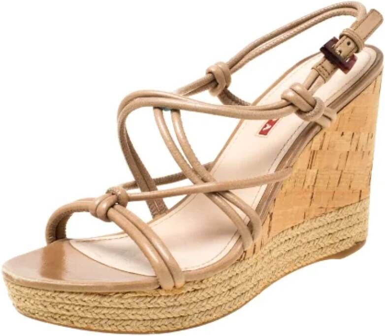 Prada Vintage Pre-owned Leather sandals Beige Dames