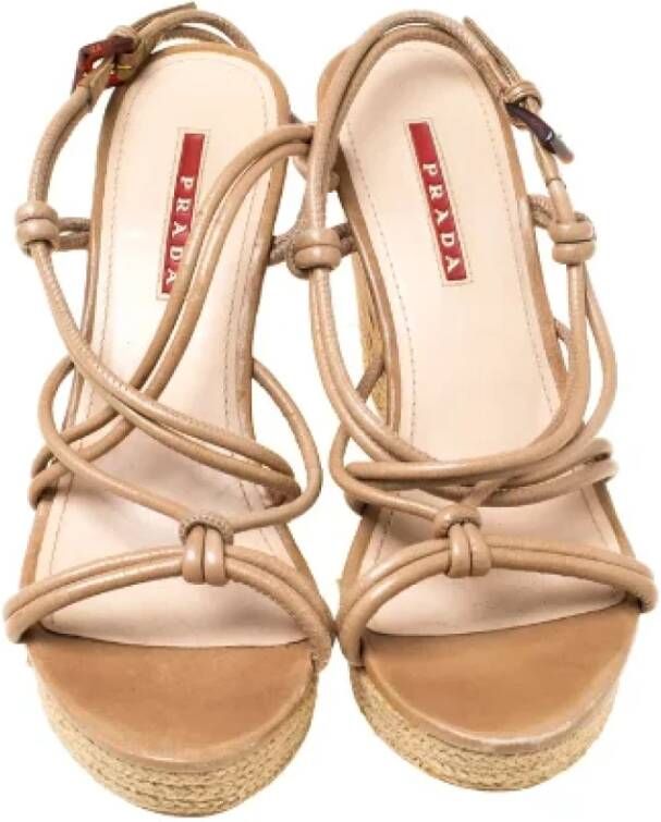 Prada Vintage Pre-owned Leather sandals Beige Dames