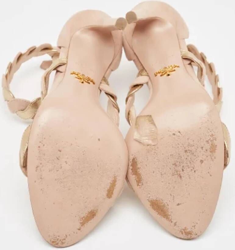 Prada Vintage Pre-owned Leather sandals Beige Dames