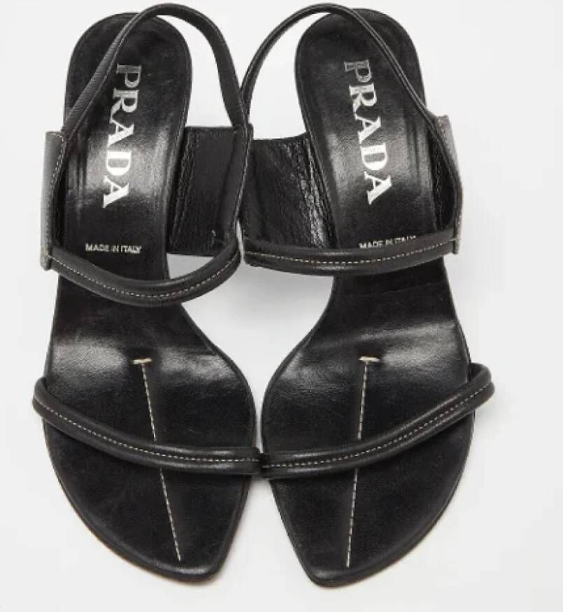 Prada Vintage Pre-owned Leather sandals Black Dames