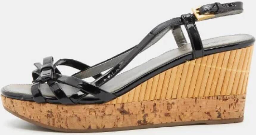 Prada Vintage Pre-owned Leather sandals Black Dames