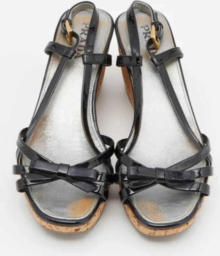 Prada Vintage Pre-owned Leather sandals Black Dames