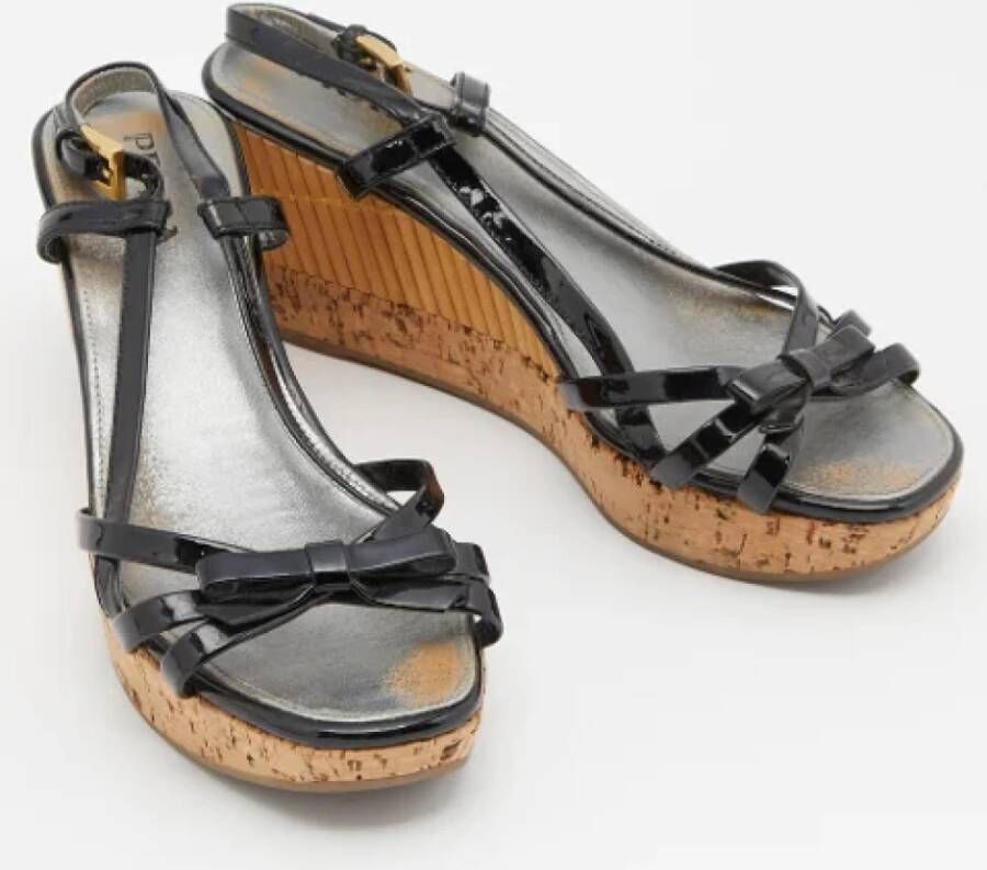 Prada Vintage Pre-owned Leather sandals Black Dames