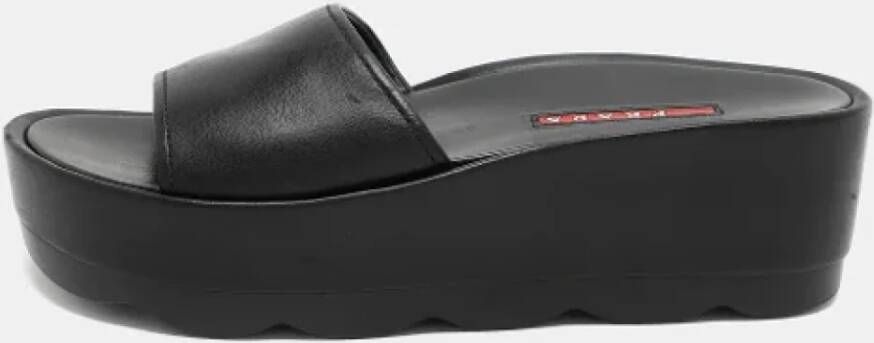 Prada Vintage Pre-owned Leather sandals Black Dames